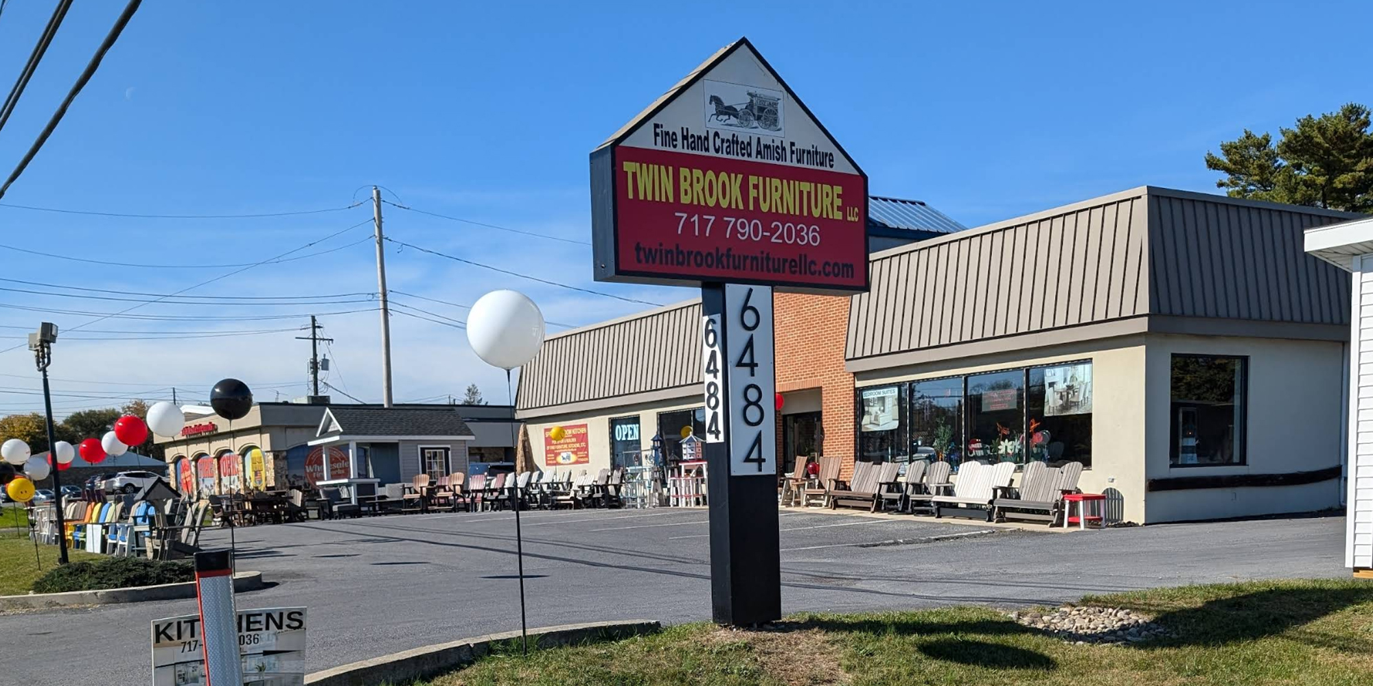 Twin Brook Furniture storefront in Mechanicsburg, PA with outdoor furniture display.