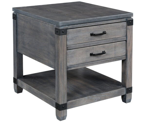 Antigo End Table with Metal Brackets - 22"W