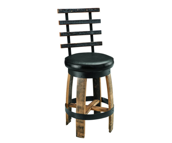 24" Swivel Barrel Bar Chair With Back