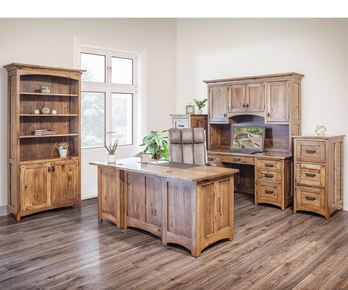 Belmont Kneehole Desk with Hutch Top - Image 2