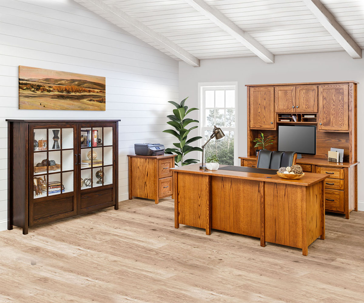 Shelton Hutch with Cubbie and Pedestal Desk - Image 8